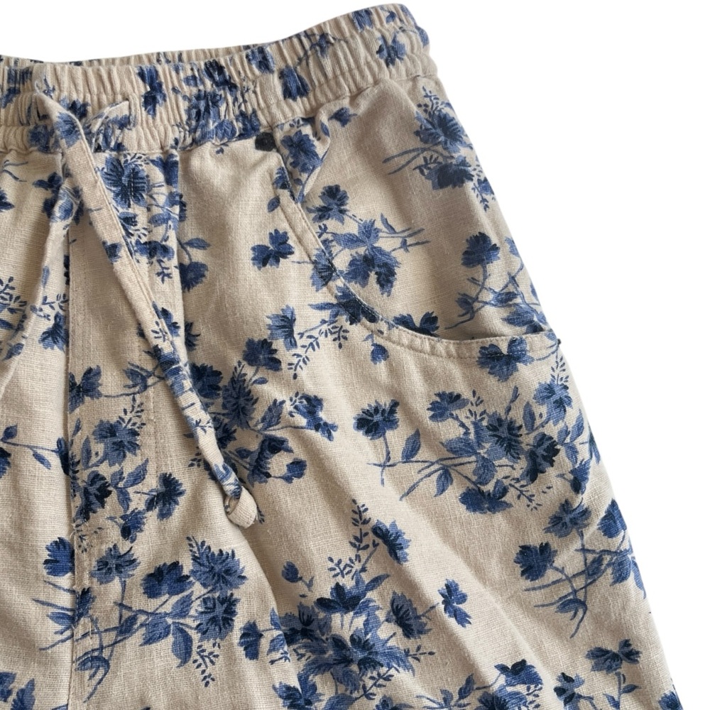 Vintage 90s Bill Blass High Rise Shorts Floral Print Linen Cotton Size Medium M - Picture 3 of 7